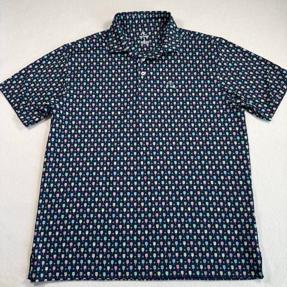 Rhoback Performance Polo Men’s Large The Pickleball Collection Print Golf Rare